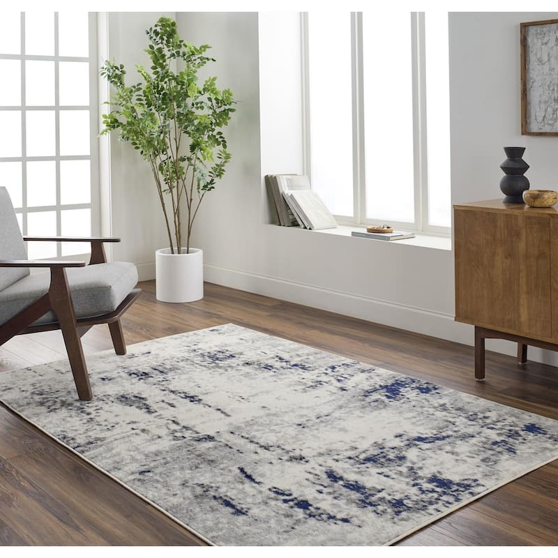 Livabliss Tiana Modern Abstract Area Rug - Charcoal/Dark Blue - 7' 10" x 10'