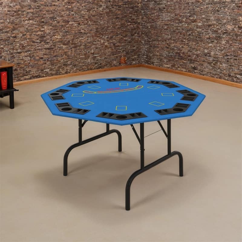 Poker Table Foldable,47" Octagon Casino Table,Texas Holdem Poker Table