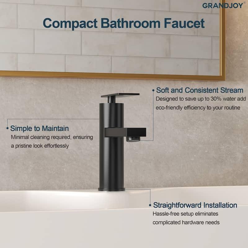 GRANDJOY 2-Pack Modern Single Handle Bathroom Vanity Faucet, Single-Hole Installation