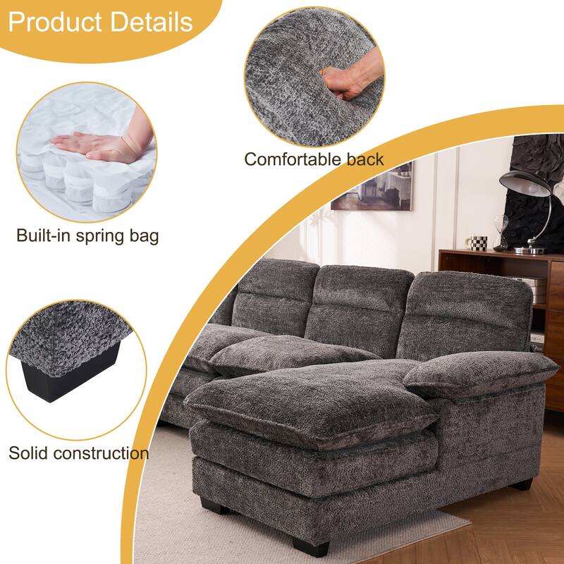 Oversized Modular Sectional Sofa, 111.8" U Shaped Couch with Movable Ottoman,Large 6 Seater Corner Sofa for Living Room