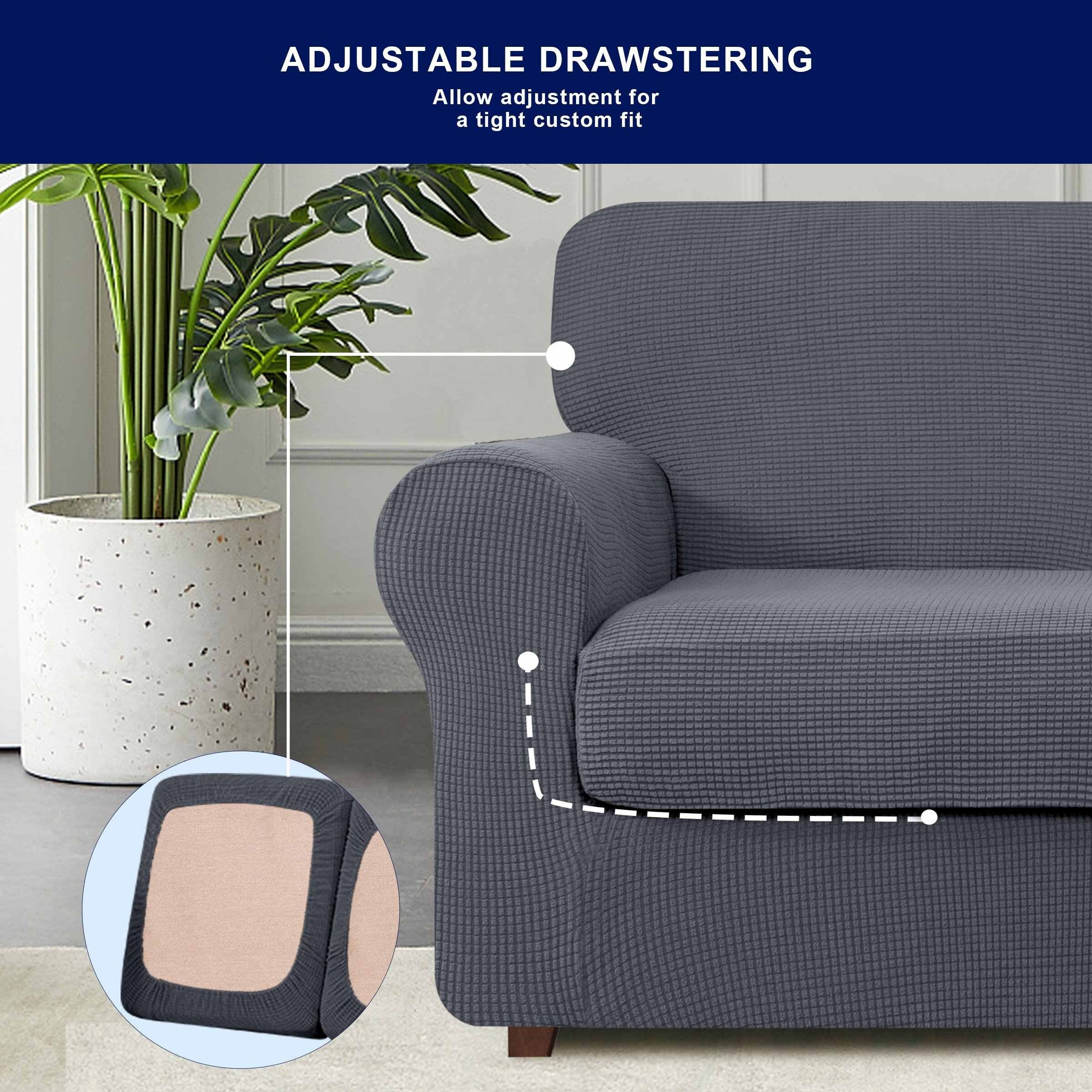 Subrtex 3 Piece Stretch Armchair Slipcover Sets with 1 Backrest Cushion Covers and 1 Seat Cushion Covers Gray