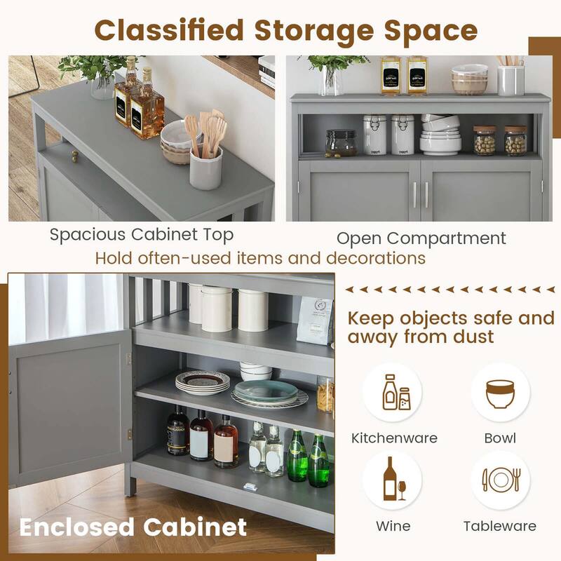 Costway Kitchen Buffet Server Sideboard Storage Cabinet with 2 Doors & - See details