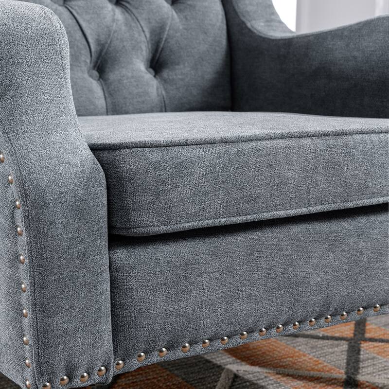 Mid-Century Modern Accent Chair Single Sofa Chair with Solid Wood Legs