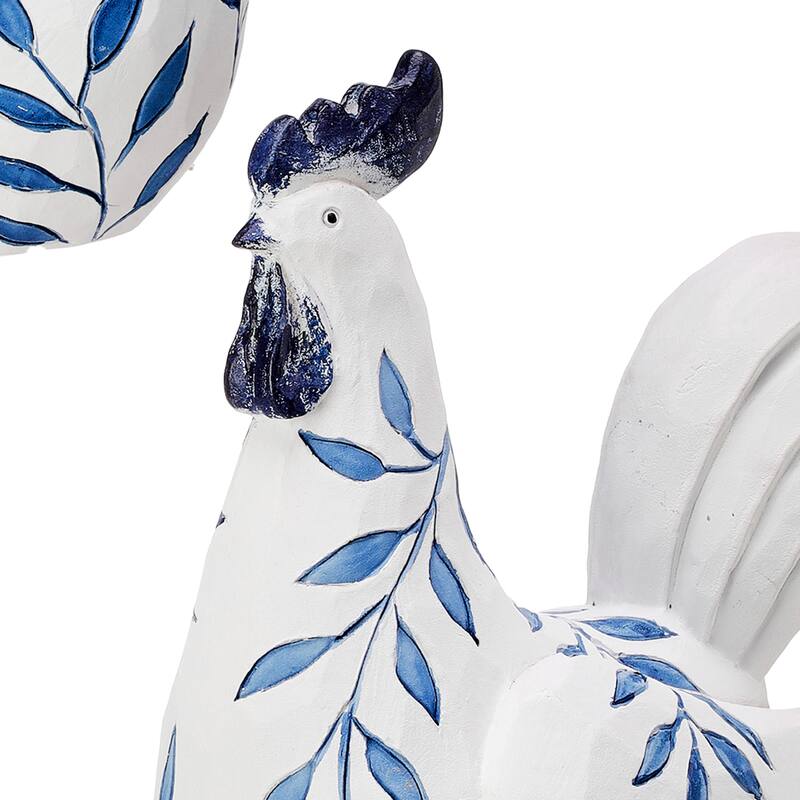 Leaf Design Rooster And Hen 6.5-6.75'' Set of 2 - 6.75