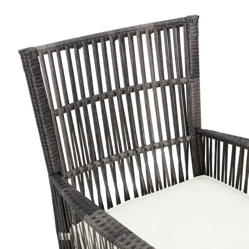PATIO FESTIVAL Outdoor Wicker Dining Chair with Seat Cushion (2-Pack)
