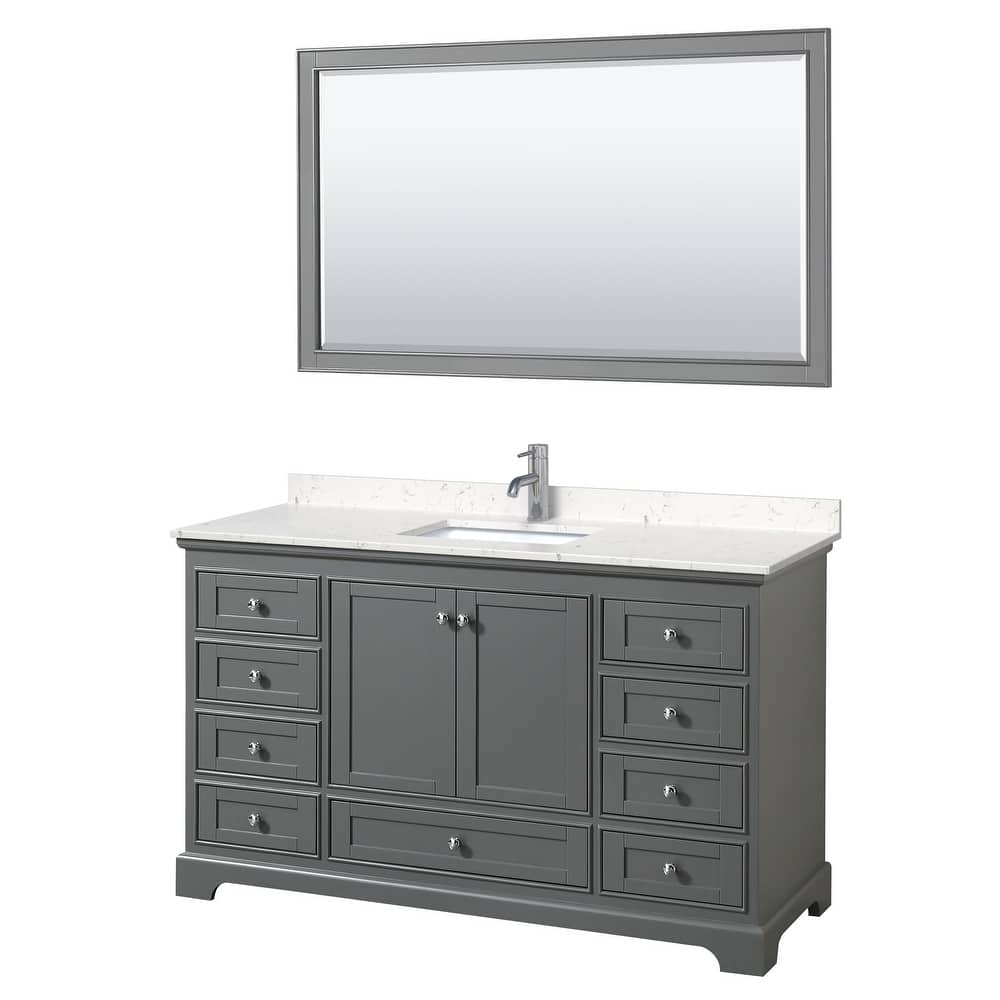 Deborah 60-inch Single Vanity, Cultured Marble Top, 58-inch Mirror