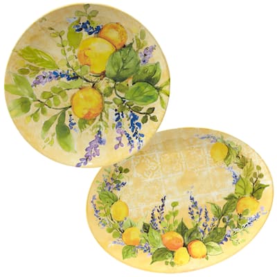 Certified International Lemon Zest 2-piece Melamine Platter Serving Set