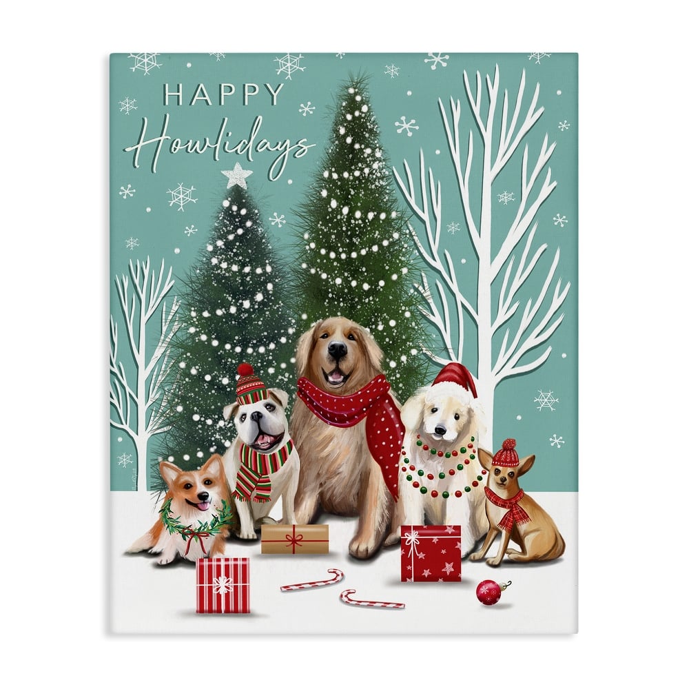 Stupell Festive Winter Dogs Scene Canvas Wall Art Design By Elizabeth Tyndall