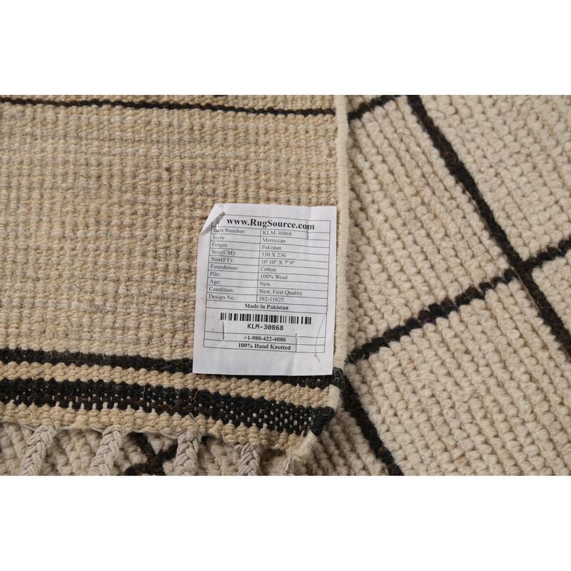 Trellis Geometric Moroccan Oriental Area Rug Handmade Wool Carpet - 7'9"x 10'10"
