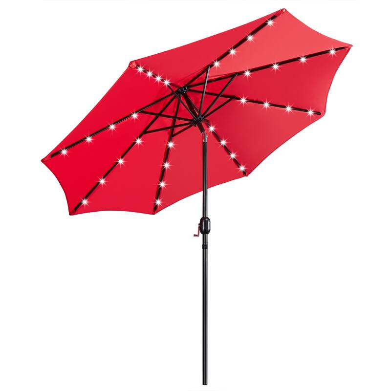 Yaheetech 9FT Patio Umbrella with 32 LED Lights Market Umbrella with 8 Ribs