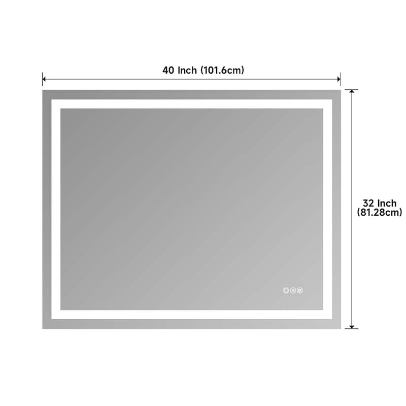 Topcraft Frameless Eco-Friendly Silver Mirror with Dual LED Strip Lighting