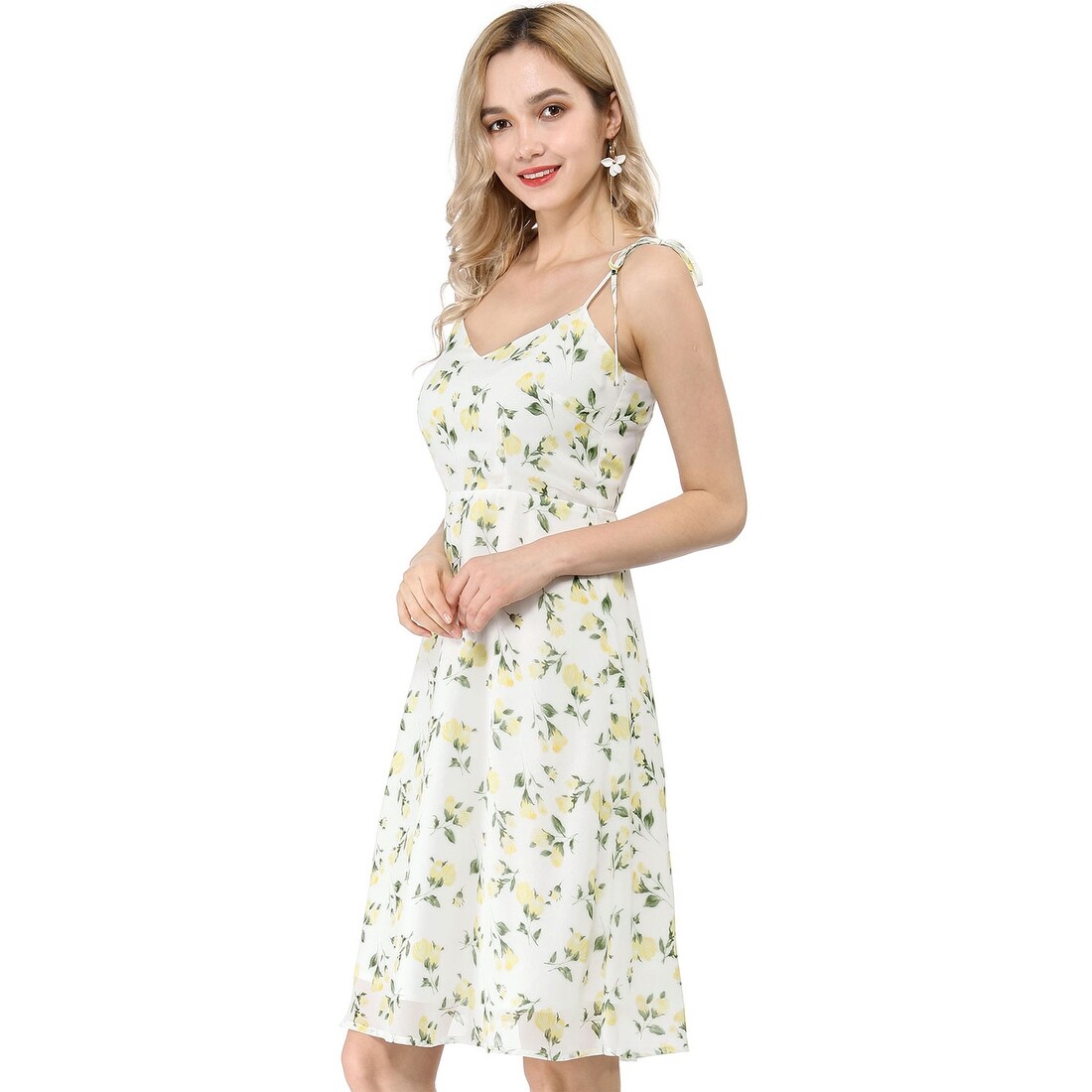 floral spaghetti strap midi dress