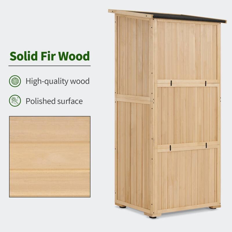 MCombo Outdoor Storage Cabinet Shed, Garden Tool Shed with Lock, Wooden 1628