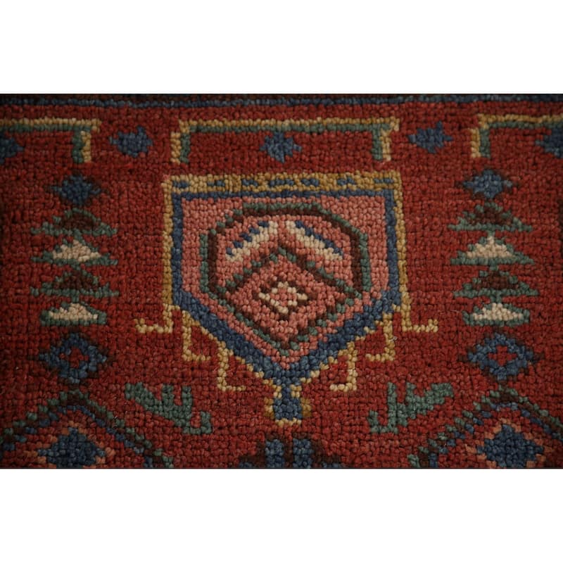 Geometric Orange Sirjan Area Rug Handmade Wool Carpet - 7'9"x 9'9"