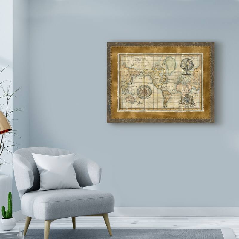 Vision Studio 'Antique World Map Framed' Canvas Art