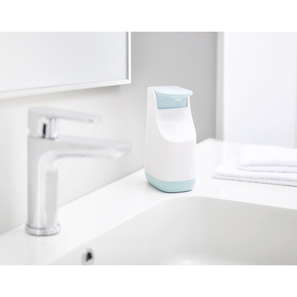 White/Blue Joseph Joseph Bathroom Slim Compact Soap Dispenser 