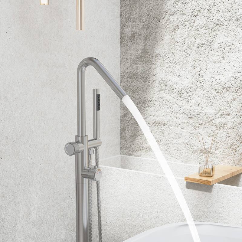 Modland 46''H Outdoor Shower System 316 Stainless Steel Thermostatic Freestanding Poolside Faucet with Swivel Spout - 46'' H