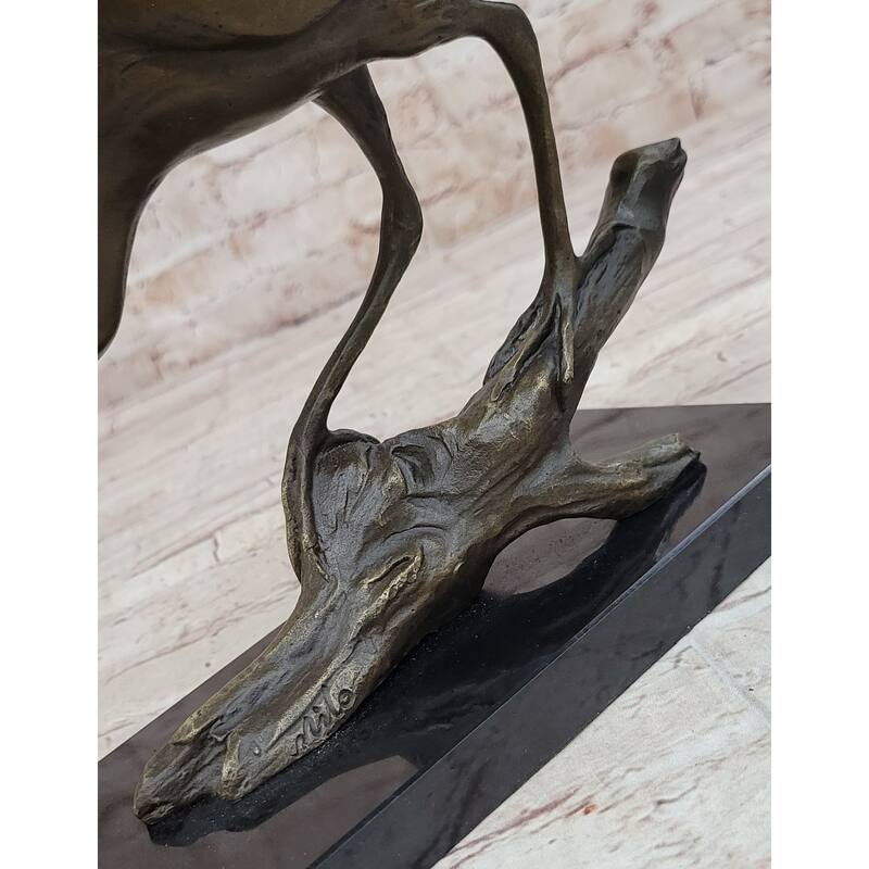 Crane Stork Egret Heron Water Bird Bronze Statue Sculpture Original Art On Marble Base
