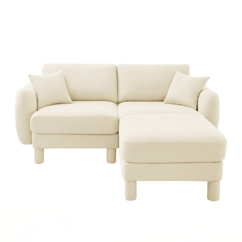 2-seater Loveseat Sofa Couch With Distinctive Shell-shaped Armrests And Removable Ottoman