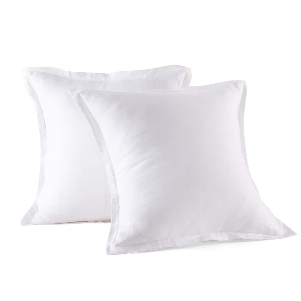 WHOLINENS Stone Washed French Linen European Pillow Shams 2 Pcs 26x26 Inches