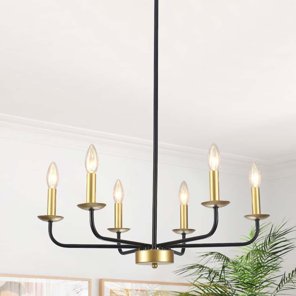 24.01 in. Modern Farmhouse Chandelier , 6-Light French Country Chandelier for Dining Room Living Room Bedroom Kitchen