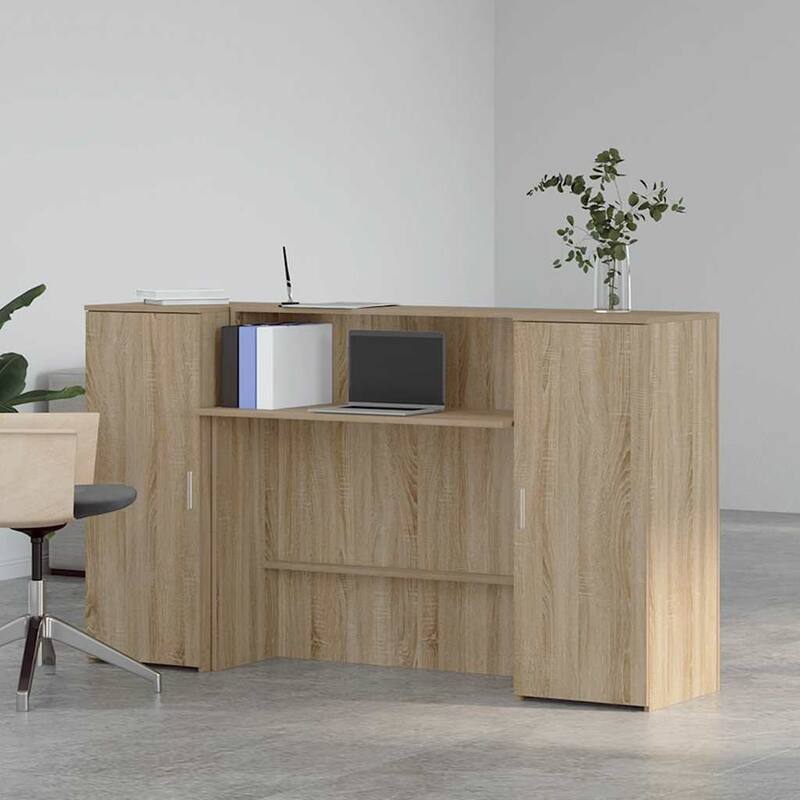vidaXL Reception Desk Sonoma Oak Engineered Wood Large Reception Desk
