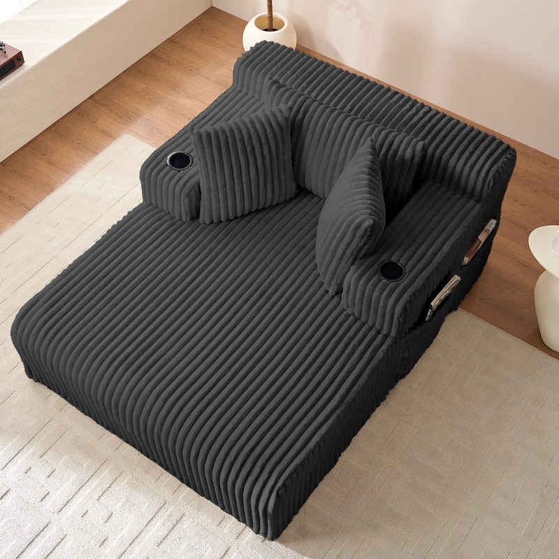 Mixoy Corduroy 51"Chaise Lounge 1-Seater Sofa Chair With Storage