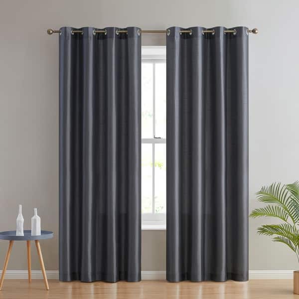 Evangeline Faux Silk Window Curtain Panel Set (4-Pack