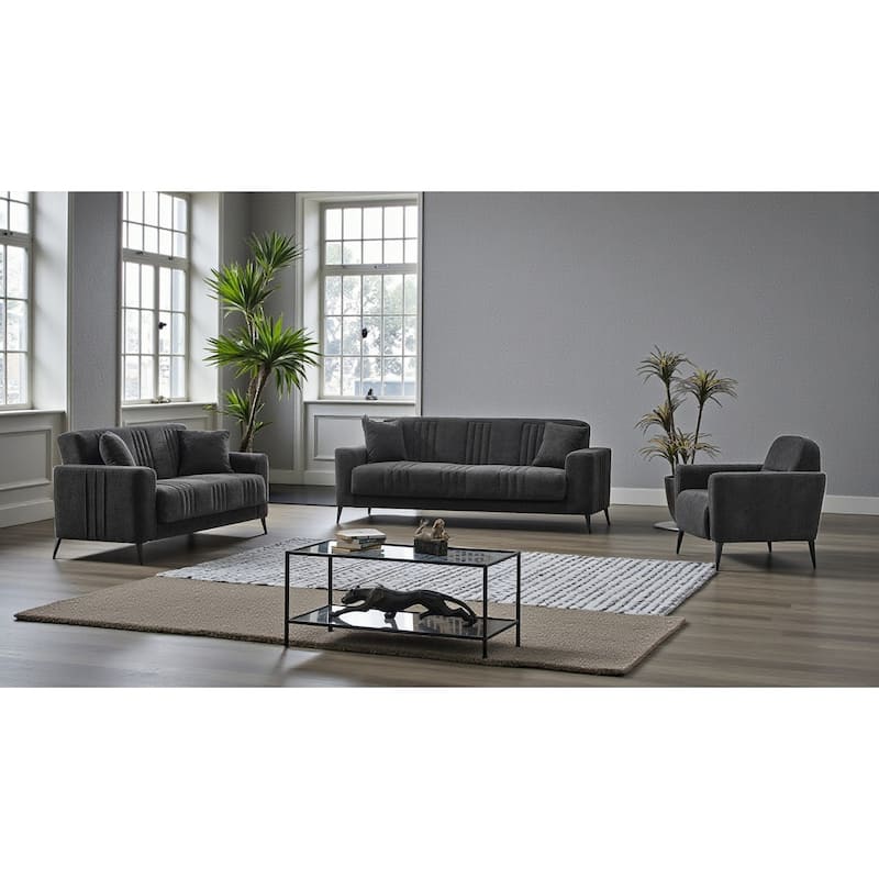 Toure 3 Pieces Living Room Sets 1 Sofa 1 Loveseat 1 Chair - Grey