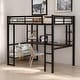 preview thumbnail 2 of 9, Full Size Loft Bed with Desk and Shelves, Sturdy Metal & MDF Frame, Black