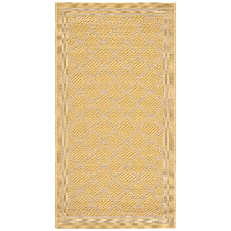 SAFAVIEH Courtyard Kristelle Indoor/ Outdoor Waterproof Patio Backyard Rug - 2'7" x 5' - Gold/Beige