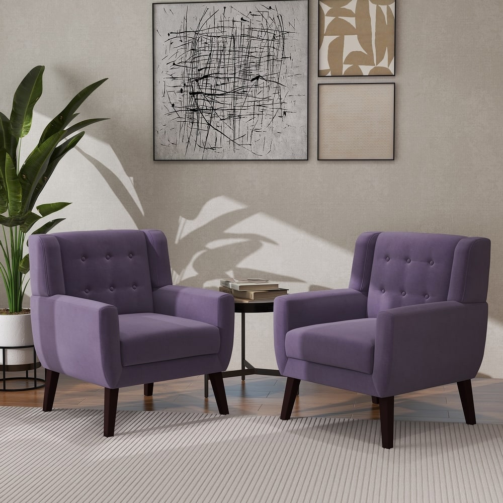 2 Set Modern Accent Chair Velvet Armchair