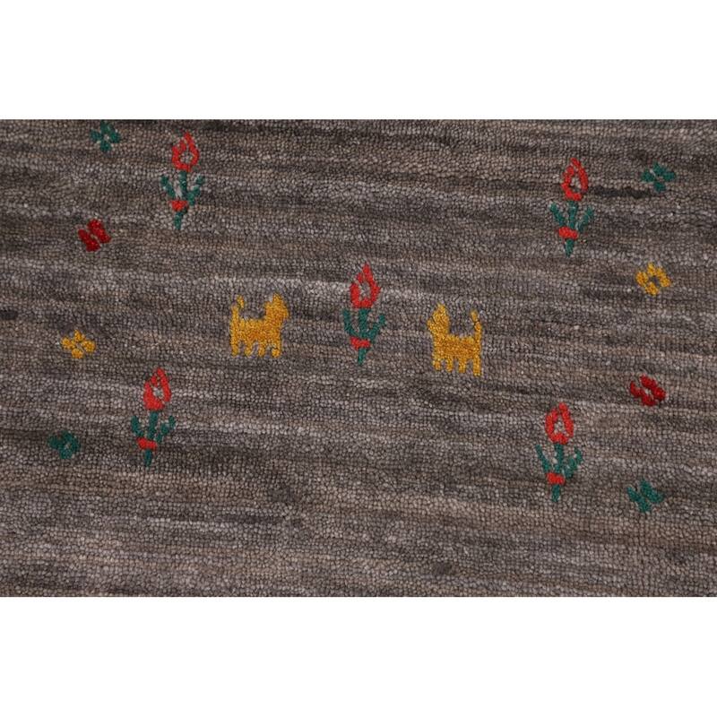 Earth Tone Gabbeh Indian Square Area Rug Handmade Wool Carpet - 10'0" X 9'9"