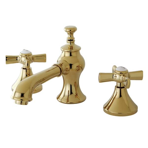 slide 2 of 4, Millennium 8 in. Widespread Bathroom Faucet Polished Brass