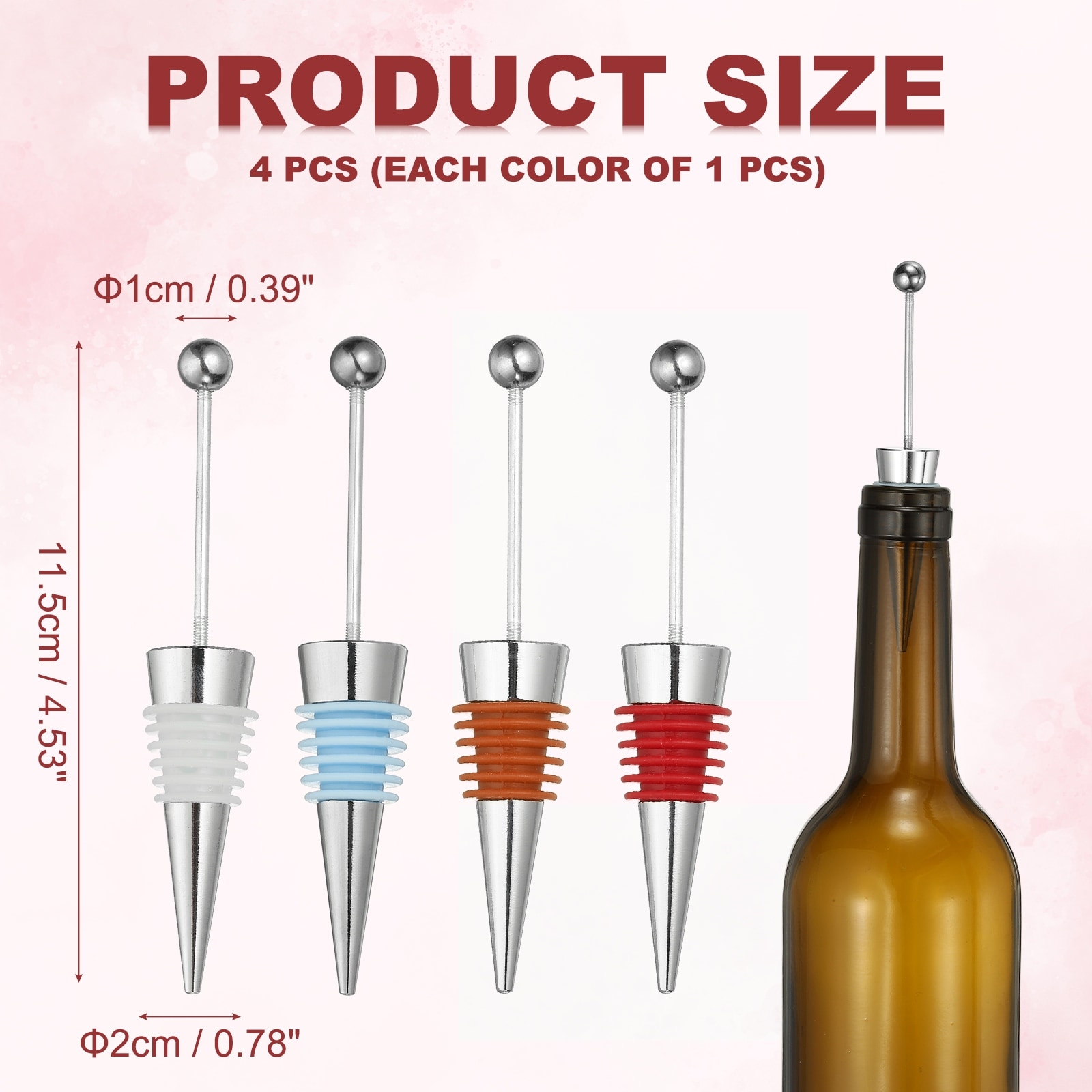 4 Pcs Beads Shape Reusable Wine Bottle Stoppers for Wine Beverage