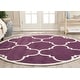 preview thumbnail 109 of 112, SAFAVIEH Handmade Chatham Vicie Modern Wool Rug 7' Round - Purple/Ivory - Round