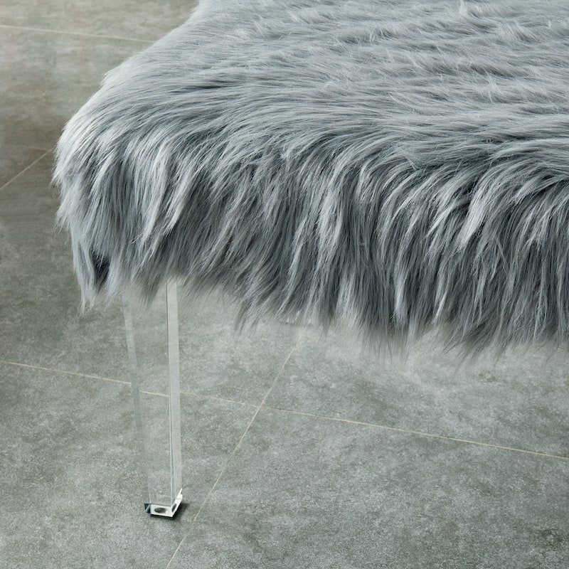 Andral Contemporary Faux Fur Upholstery Entryway Bench by Silver Orchid