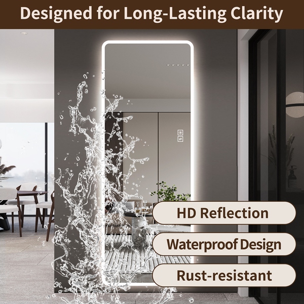 Wall-Mounted Rectangular LED Full Length Mirror, 63