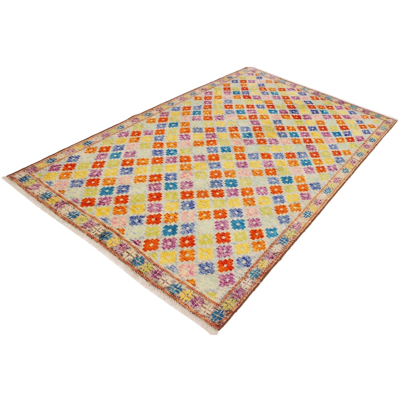 Boho Chic Balochi Day Blue/Gray Hand Knotted Wool Rug - 5'11'' x 7'10''