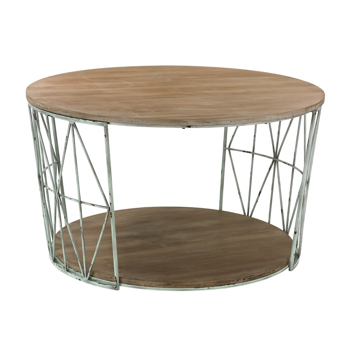 Shop 32 Rustic White And Brown Round Wooden And Metal Cocktail Table On Sale Overstock 29238664