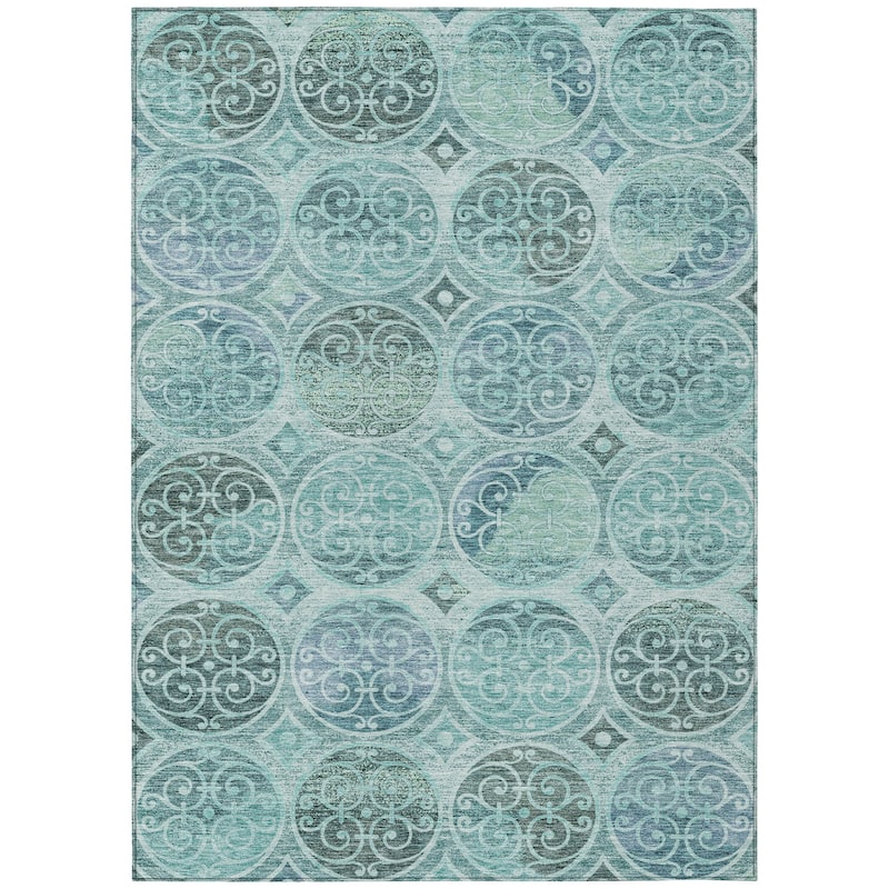 Machine Washable Indoor/ Outdoor Chantille Vintage Medallions Rug