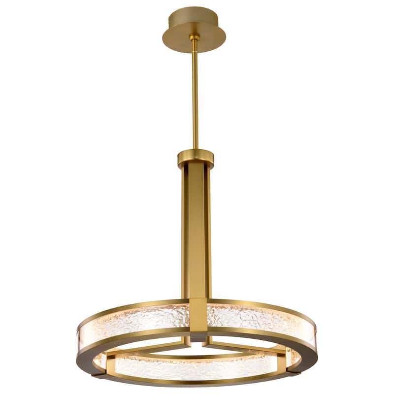 Darrow 24 Inch LED Pendant Vintage Brass Textured Acrylic Panels - Vintage Brass