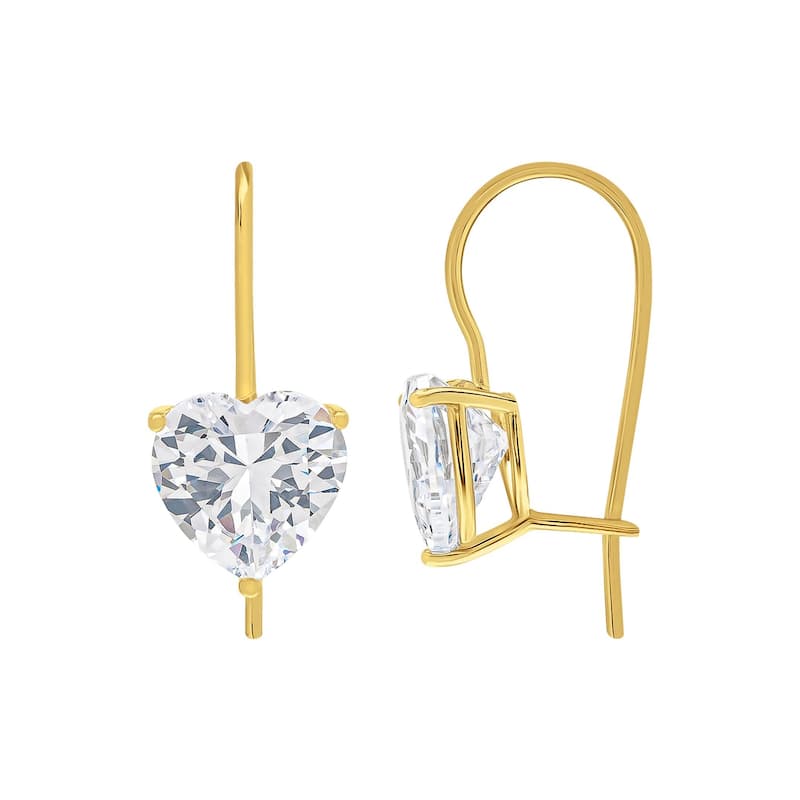 Victoria Townsend Gold Plated Cubic Zirconia Heart Leverback Drop Earrings