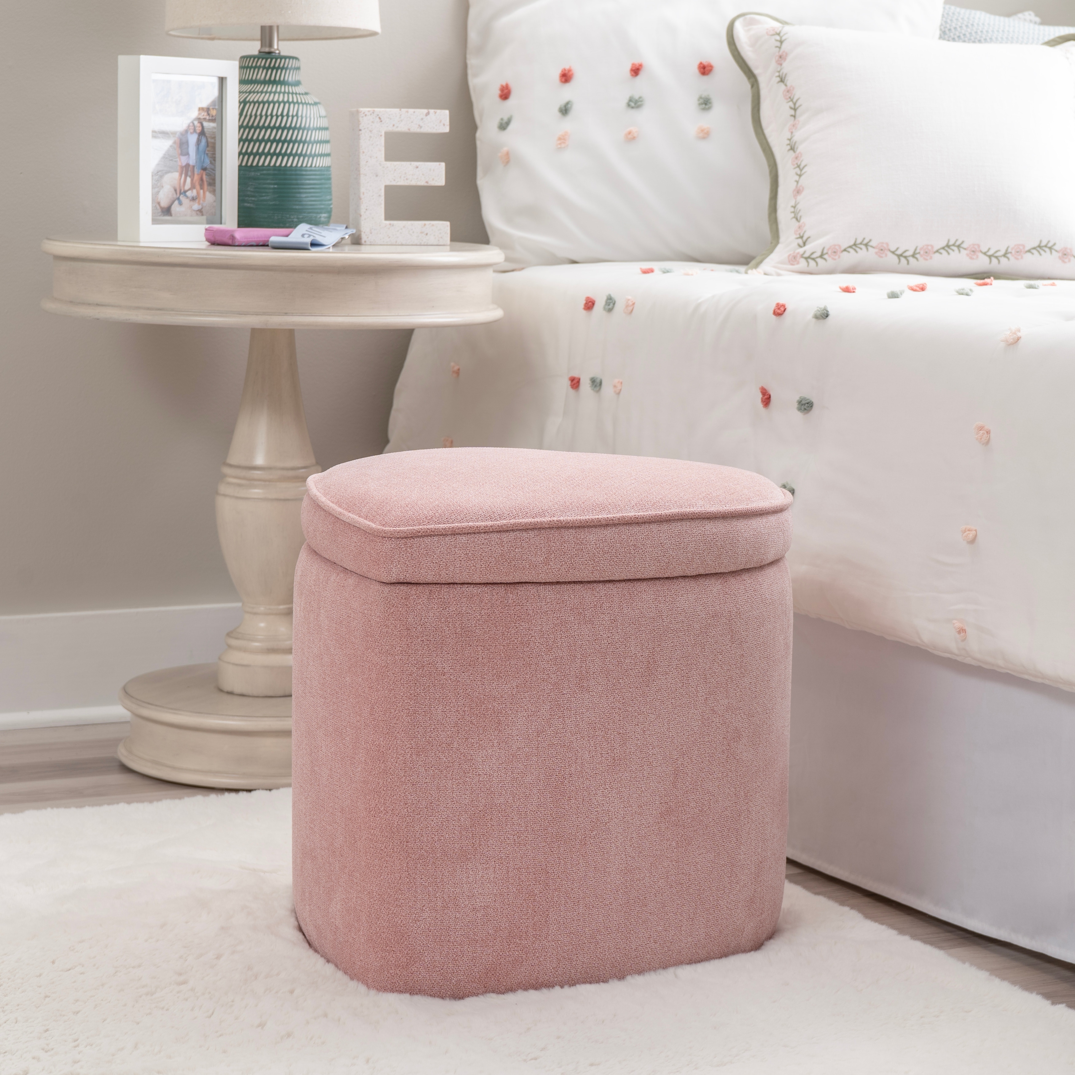 Linon Solway Upholstered Heart Storage Ottoman
