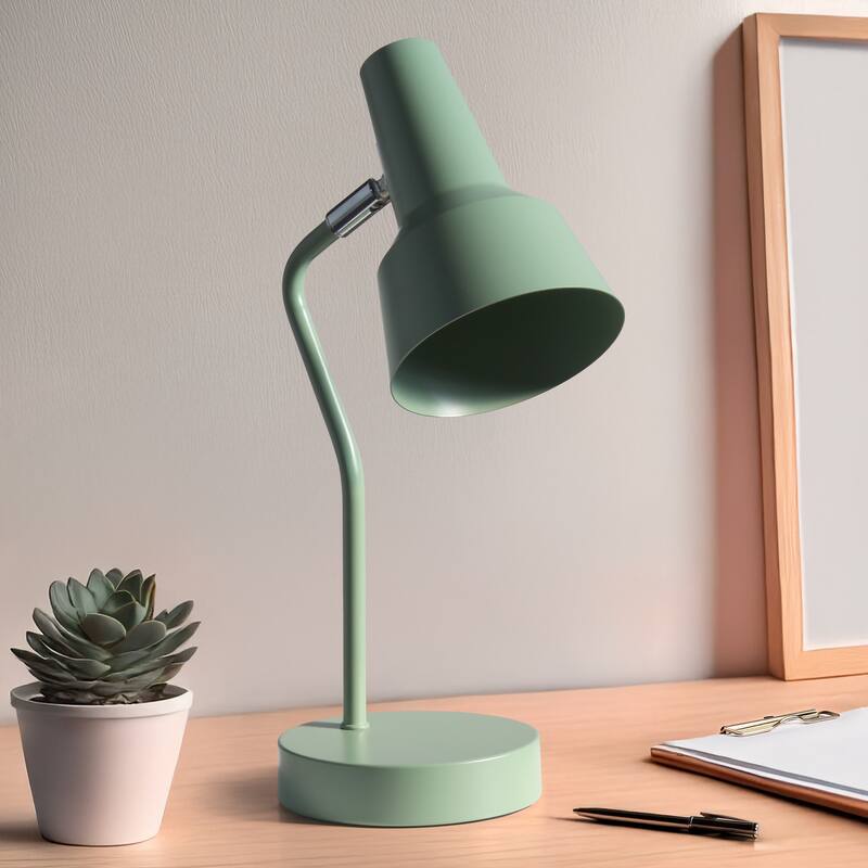 Metal Gooseneck Desk Lamp Adjustable Task Light for Home Office - 7.80 x 5.20 x 15.20 in. (L x W x H)