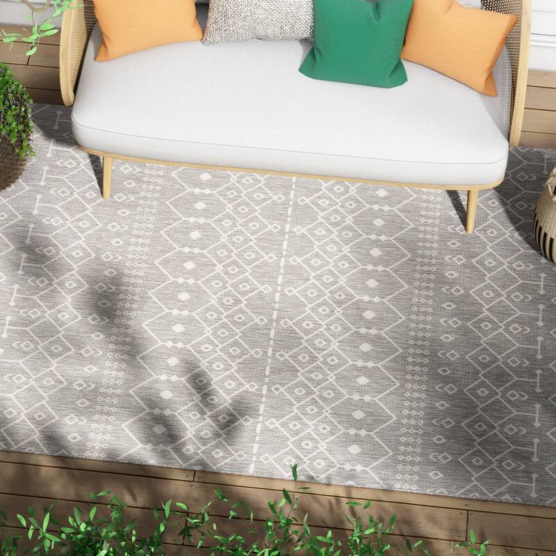 Well Woven Medusa Nord Nordic Lattice Indoor Outdoor Area Rug