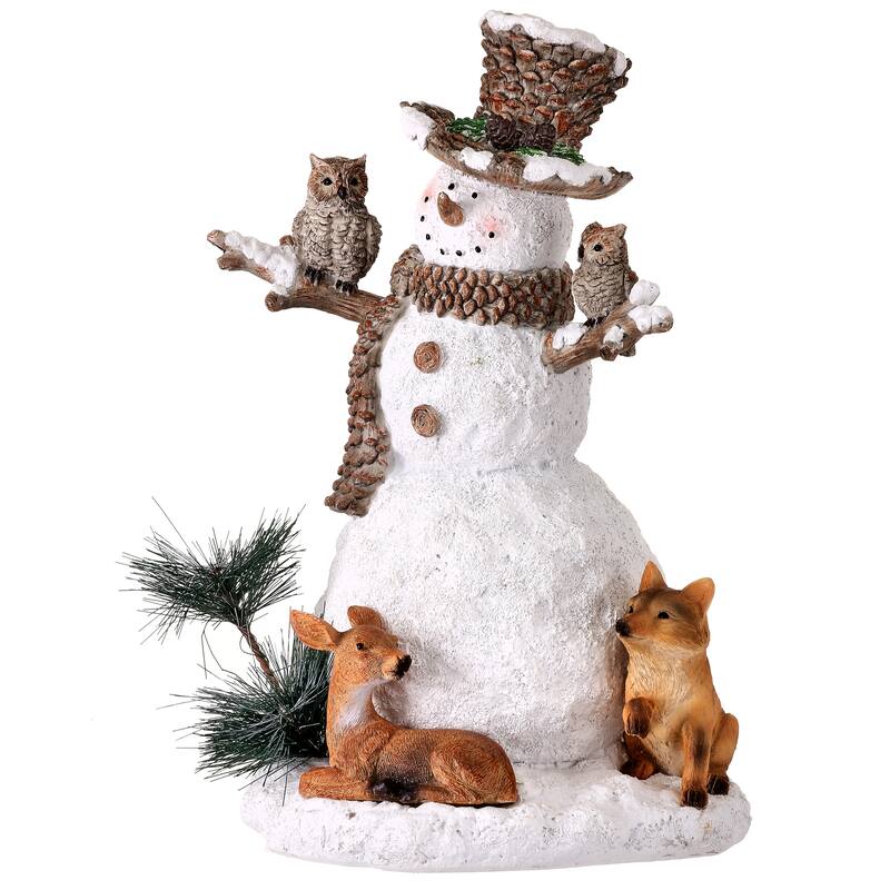 11" Resin Forest Snowman W/Friends