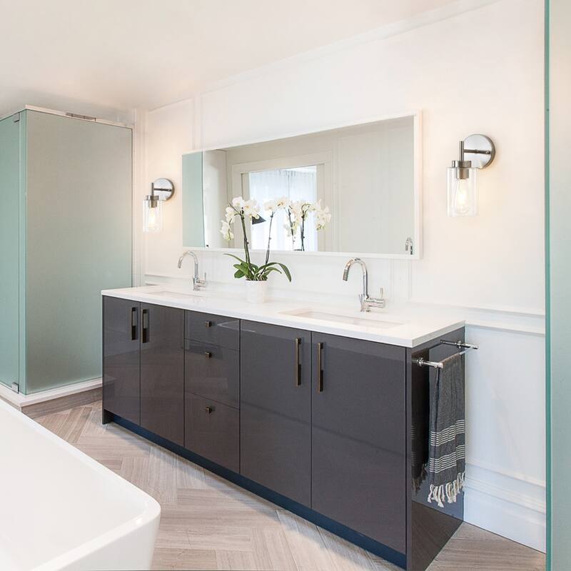 1-Light Modern Bathroom Vanity Light with Clear Glass Shades（Set of 2), Industrial Wall Sconces, Modern Wall Lights