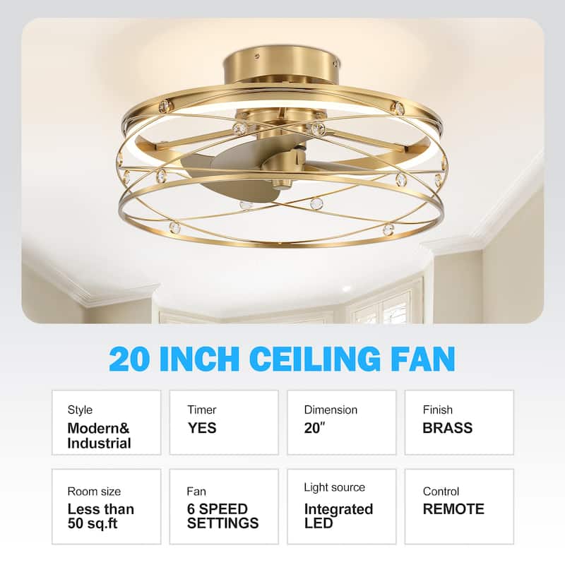 21-In LED Chandelier Ceiling Fan with Light Remote(3-blade)
