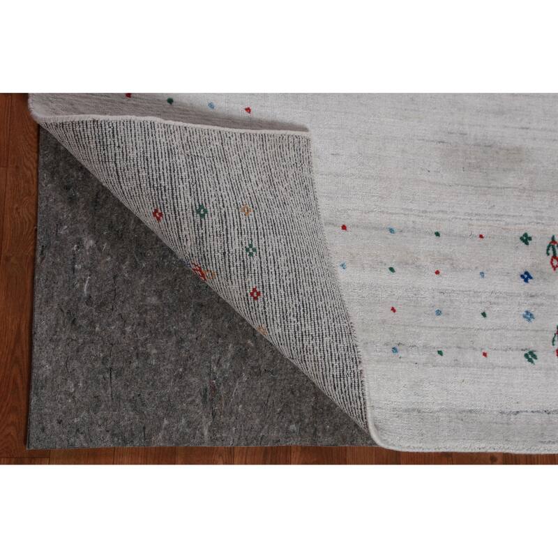 Hand Knotted Oriental 100% Wool Carpet Tribal Stripe Greys & Charcoal Gabbeh Area Rug - 12' 2'' X 9' 1''